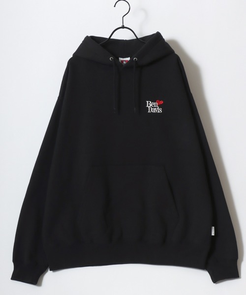 BEN DAVIS(ベンデイビス)の「BEN DAVIS/ベンデイビス PUFFY HEART HOODIE/オーバーサイズ 裏起毛 ストリート バックプリント ロゴ ワンポイント刺繍 スウェット パーカー フーディー/レディース メンズ(パーカー・メンズ・スミクロ/グレー・M/L/XL)」の7枚目の写真