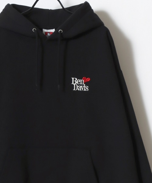 BEN DAVIS(ベンデイビス)の「BEN DAVIS/ベンデイビス PUFFY HEART HOODIE/オーバーサイズ 裏起毛 ストリート バックプリント ロゴ ワンポイント刺繍 スウェット パーカー フーディー/レディース メンズ(パーカー・メンズ・スミクロ/グレー・M/L/XL)」の3枚目の写真