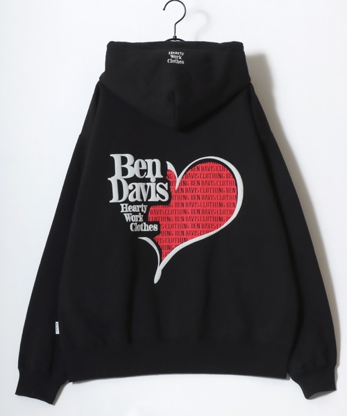 BEN DAVIS(ベンデイビス)の「BEN DAVIS/ベンデイビス PUFFY HEART HOODIE/オーバーサイズ 裏起毛 ストリート バックプリント ロゴ ワンポイント刺繍 スウェット パーカー フーディー/レディース メンズ(パーカー・メンズ・スミクロ/グレー・M/L/XL)」の8枚目の写真