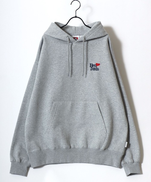 BEN DAVIS(ベンデイビス)の「BEN DAVIS/ベンデイビス PUFFY HEART HOODIE/オーバーサイズ 裏起毛 ストリート バックプリント ロゴ ワンポイント刺繍 スウェット パーカー フーディー/レディース メンズ(パーカー・メンズ・スミクロ/グレー・M/L/XL)」の9枚目の写真