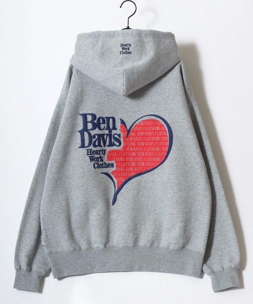 BEN DAVIS(ベンデイビス)の「BEN DAVIS/ベンデイビス PUFFY HEART HOODIE/オーバーサイズ 裏起毛 ストリート バックプリント ロゴ ワンポイント刺繍 スウェット パーカー フーディー/レディース メンズ(パーカー・メンズ・スミクロ/グレー・M/L/XL)」の10枚目の写真