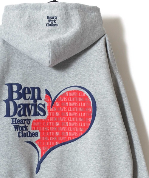 BEN DAVIS(ベンデイビス)の「BEN DAVIS/ベンデイビス PUFFY HEART HOODIE/オーバーサイズ 裏起毛 ストリート バックプリント ロゴ ワンポイント刺繍 スウェット パーカー フーディー/レディース メンズ(パーカー・メンズ・スミクロ/グレー・M/L/XL)」の6枚目の写真