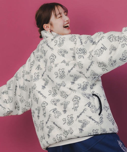 ScoLar Parity（スカラーパリティ）の「353133：落書き調Parityキャラ厚手ボアハイネックブルゾン（ブルゾン・レディース・ブラック/アイボリー・M）」の18枚目の写真