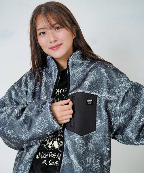 ScoLar Parity（スカラーパリティ）の「353133：落書き調Parityキャラ厚手ボアハイネックブルゾン（ブルゾン・レディース・ブラック/アイボリー・M）」の13枚目の写真