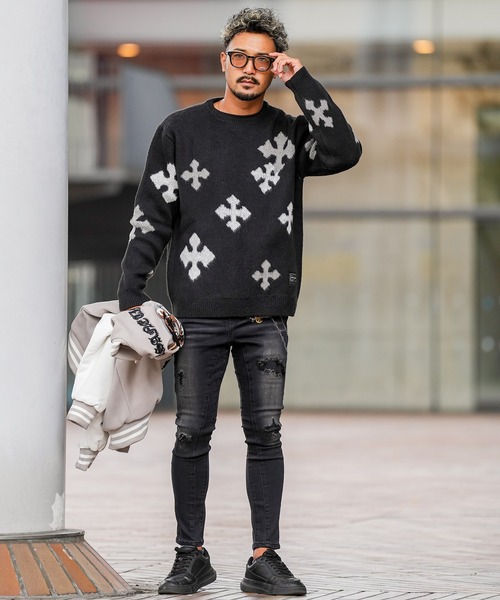 クロスニット ブラック tinkerend（ティンカーエンド） ニット