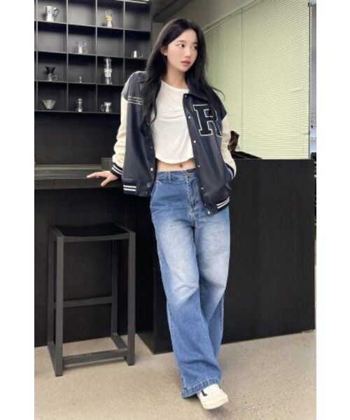 LADY VOLUME(レディーボリューム)の「(UNISEX)9111-1 VARSITY LEATHER JACKET_NAVY(スタジャン・レディース・その他・FREE)」の3枚目の写真