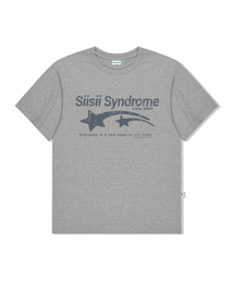 シシシンドロームプリンティング半袖Tシャツメランジグレー