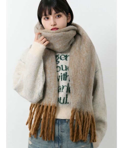 MURUA（ムルーア）の「MIXカラーフリンジマフラー（マフラー・レディース・キャメル・FREE）」の6枚目の写真