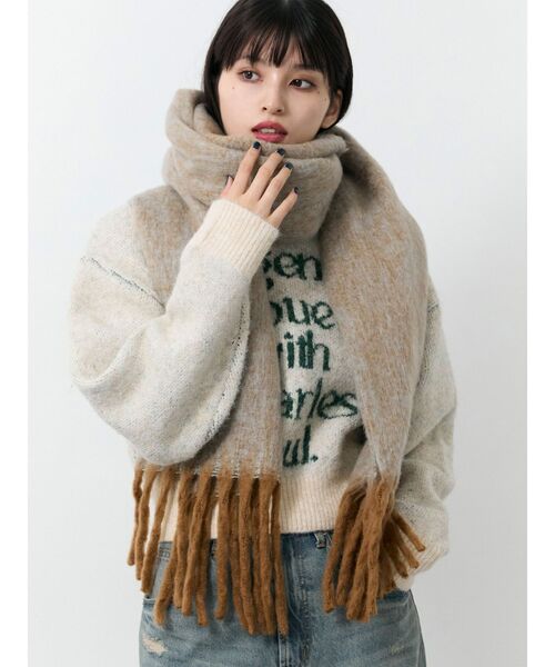 MURUA（ムルーア）の「MIXカラーフリンジマフラー（マフラー・レディース・キャメル・FREE）」の5枚目の写真