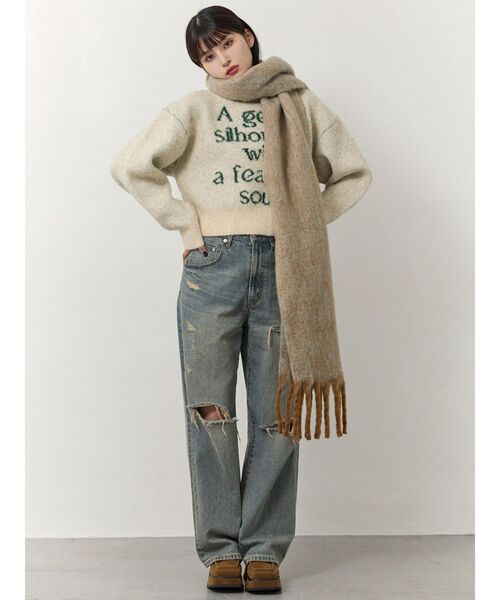 MURUA（ムルーア）の「MIXカラーフリンジマフラー（マフラー・レディース・キャメル・FREE）」の4枚目の写真