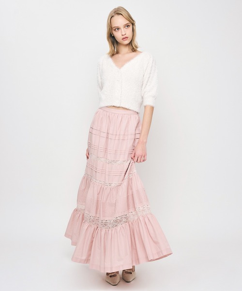 ME COUTURE(ミークチュール)の「レースMIXティアードスカート(スカート・レディース・ラベンダー/ピンク/オフホワイト・0/1)」の3枚目の写真