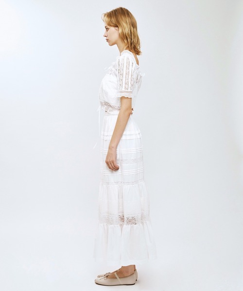 ME COUTURE(ミークチュール)の「レースMIXティアードスカート(スカート・レディース・ラベンダー/ピンク/オフホワイト・0/1)」の6枚目の写真