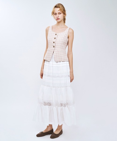 ME COUTURE(ミークチュール)の「レースMIXティアードスカート(スカート・レディース・ラベンダー/ピンク/オフホワイト・0/1)」の21枚目の写真