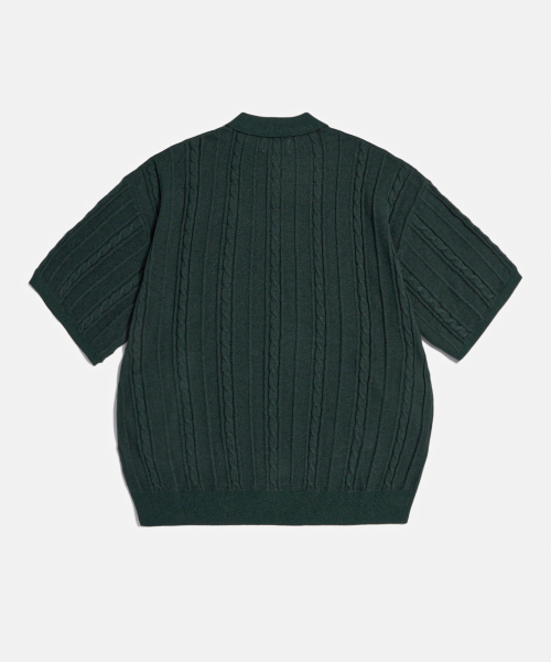 ESPIONAGE（エスピオナジ）の「2 Pocket Cable Polo Knit Forest Green（ポロシャツ・メンズ・その他・LARGE）」の2枚目の写真