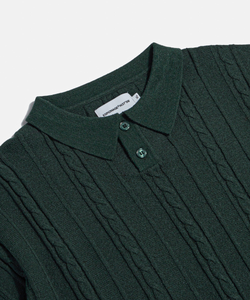 ESPIONAGE（エスピオナジ）の「2 Pocket Cable Polo Knit Forest Green（ポロシャツ・メンズ・その他・LARGE）」の4枚目の写真
