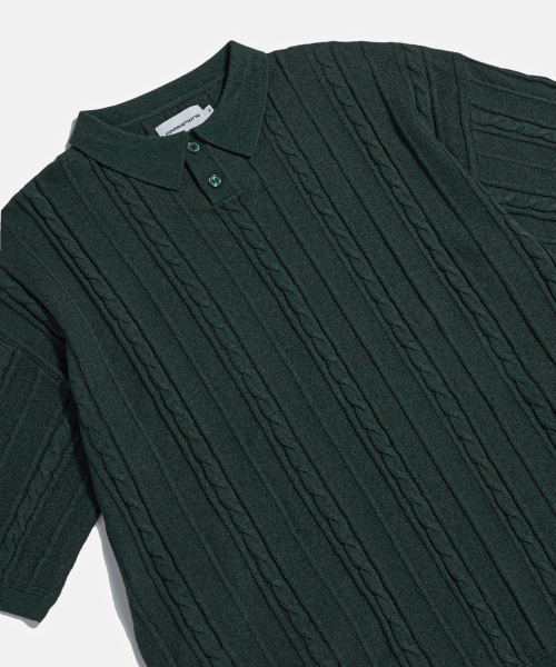 ESPIONAGE（エスピオナジ）の「2 Pocket Cable Polo Knit Forest Green（ポロシャツ・メンズ・その他・LARGE）」の5枚目の写真