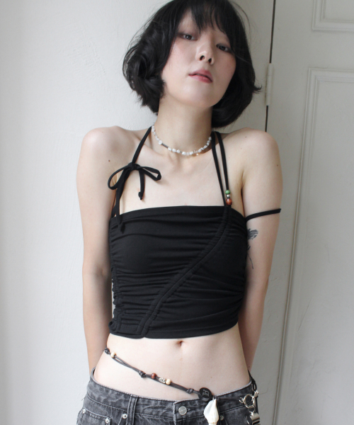 RUBATI(ルバティ)の「シャーリングストラップチューブトップ_ブラック(Tシャツ/カットソー・レディース・その他・size2/size1)」の2枚目の写真