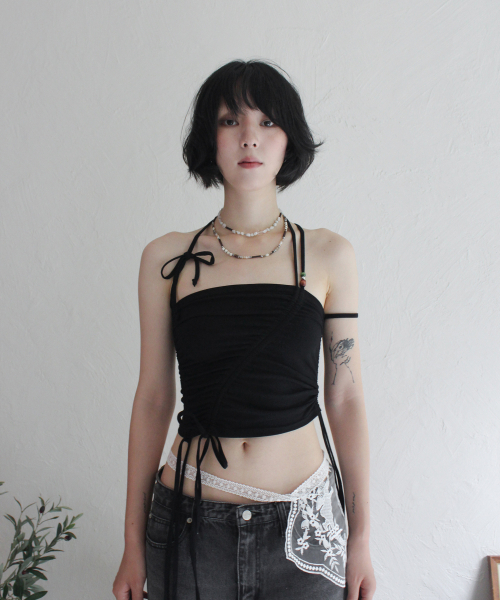 RUBATI(ルバティ)の「シャーリングストラップチューブトップ_ブラック(Tシャツ/カットソー・レディース・その他・size2/size1)」の5枚目の写真