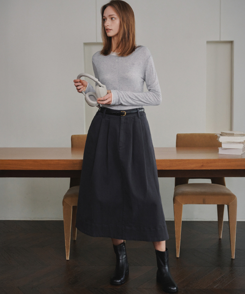 MALOUPE（マロップ）の「3111 起毛カラーデニムスカート (ダークグレー)（スカート・レディース・ダークグレー・SMALL/MEDIUM）」の4枚目の写真