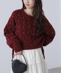 FREE'S MART | ウエストゴムパールミックスケーブルドロストニット(ニット/セーター)