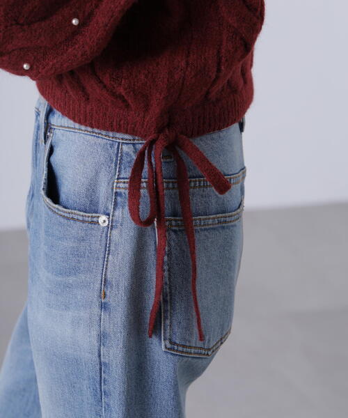 FREE'S MART（フリーズマート）の「ウエストゴムパールミックスケーブルドロストニット（ニット/セーター・レディース・ネイビー/グレー/レッド/ブラウン/ホワイト・FREE）」の14枚目の写真