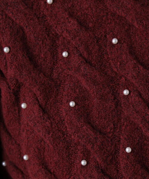 FREE'S MART（フリーズマート）の「ウエストゴムパールミックスケーブルドロストニット（ニット/セーター・レディース・ネイビー/グレー/レッド/ブラウン/ホワイト・FREE）」の15枚目の写真