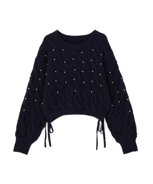 FREE'S MART（フリーズマート）の「ウエストゴムパールミックスケーブルドロストニット（ニット/セーター・レディース・ネイビー/グレー/レッド/ブラウン/ホワイト・FREE）」の16枚目の写真