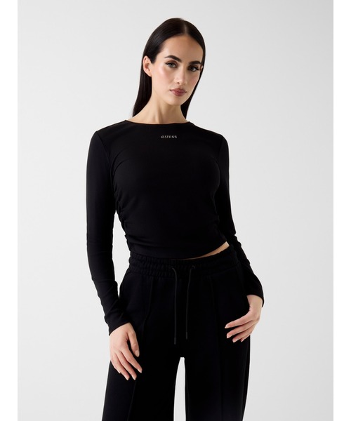 Guess（ゲス）の「NAT Rib Long Sleeves Top 長袖Tシャツ（Tシャツ/カットソー・レディース・アイボリー/ブラック・X-SMALL/MEDIUM/LARGE/SMALL）」の6枚目の写真