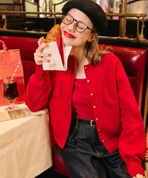 BONLECILL（ボンルシール）の「【マシンウォッシャブル】ゴールド多ボタンちびポケットカーディガン（カーディガン/ボレロ）」