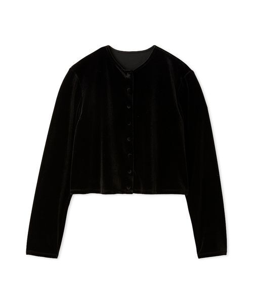Mila Owen(ミラオーウェン)の「くるみ釦コンパクトベロアカーディガン(カーディガン/ボレロ・レディース・ブラック/アイボリー/ブルー/ブラウン・F)」の1枚目の写真
