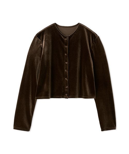 Mila Owen(ミラオーウェン)の「くるみ釦コンパクトベロアカーディガン(カーディガン/ボレロ・レディース・ブラック/アイボリー/ブルー/ブラウン・F)」の13枚目の写真