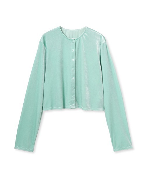 Mila Owen(ミラオーウェン)の「くるみ釦コンパクトベロアカーディガン(カーディガン/ボレロ・レディース・ブラック/アイボリー/ブルー/ブラウン・F)」の4枚目の写真