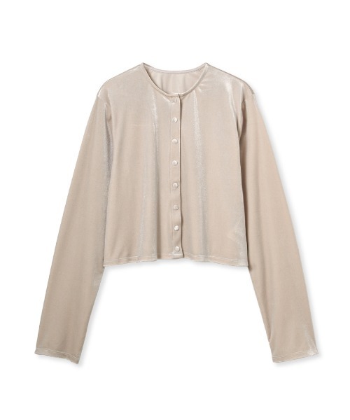 Mila Owen(ミラオーウェン)の「くるみ釦コンパクトベロアカーディガン(カーディガン/ボレロ・レディース・ブラック/アイボリー/ブルー/ブラウン・F)」の2枚目の写真