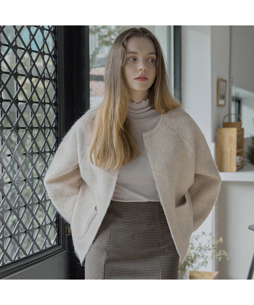 AVANT-G(アバン)の「Round Neck Knit Cardigan - OATMEAL(カーディガン/ボレロ・レディース・グレー/オートミール・FREE)」の1枚目の写真