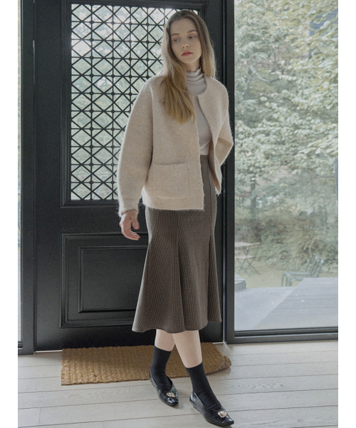 AVANT-G(アバン)の「Round Neck Knit Cardigan - OATMEAL(カーディガン/ボレロ・レディース・グレー/オートミール・FREE)」の6枚目の写真
