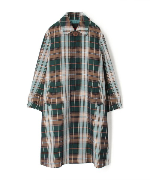 caban(キャバン)の「ポリエステル ビッグチェックジャカード ステンカラーコート(ステンカラーコート・メンズ・ダークグリーン・M/S)」の1枚目の写真