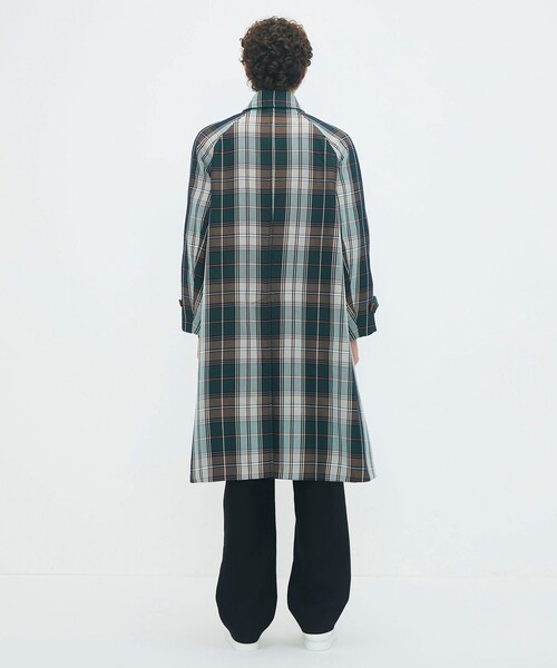 caban(キャバン)の「ポリエステル ビッグチェックジャカード ステンカラーコート(ステンカラーコート・メンズ・ダークグリーン・M/S)」の4枚目の写真