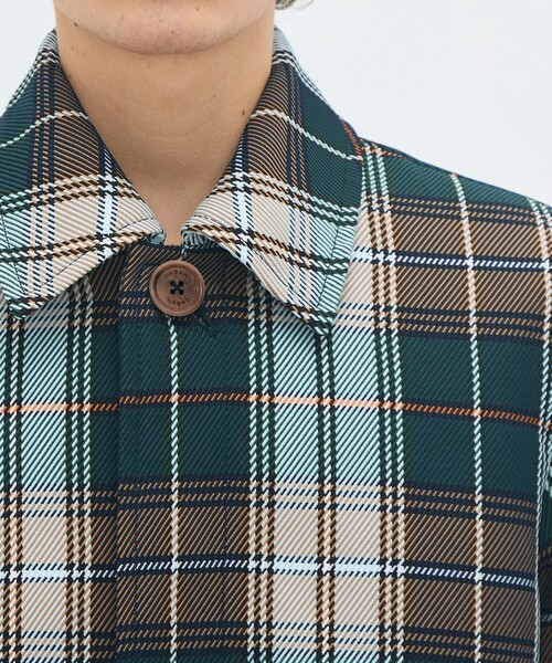 caban(キャバン)の「ポリエステル ビッグチェックジャカード ステンカラーコート(ステンカラーコート・メンズ・ダークグリーン・M/S)」の6枚目の写真