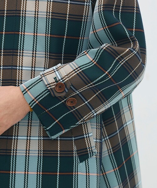 caban(キャバン)の「ポリエステル ビッグチェックジャカード ステンカラーコート(ステンカラーコート・メンズ・ダークグリーン・M/S)」の7枚目の写真