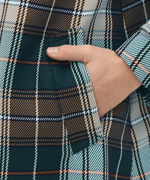 caban(キャバン)の「ポリエステル ビッグチェックジャカード ステンカラーコート(ステンカラーコート・メンズ・ダークグリーン・M/S)」の8枚目の写真