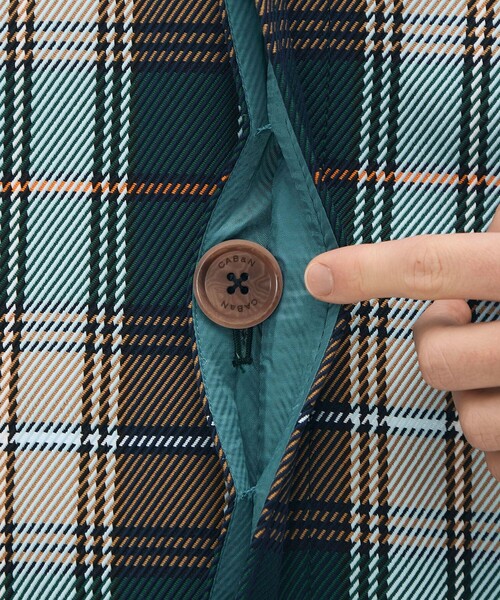 caban(キャバン)の「ポリエステル ビッグチェックジャカード ステンカラーコート(ステンカラーコート・メンズ・ダークグリーン・M/S)」の10枚目の写真