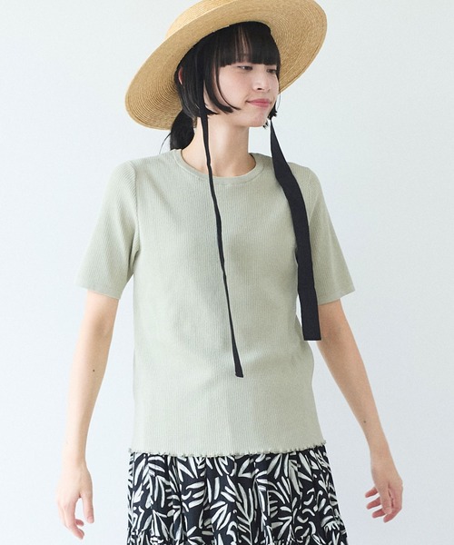 yuni(ユニ )の「●SAKURA pepper/Polyester Knit Tshirt(Tシャツ/カットソー・レディース・オリーブ/グリーン/イエロー/ブラック・FREE)」の2枚目の写真
