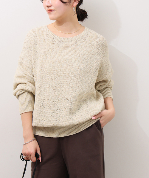 JOURNAL STANDARD relume（ジャーナルスタンダード　レリューム）の「［26SS新作］テープヤーンニュアンスプルオーバー（ニット/セーター・レディース・ブラック/ピンク/アイボリー/グレー・FREE）」の2枚目の写真