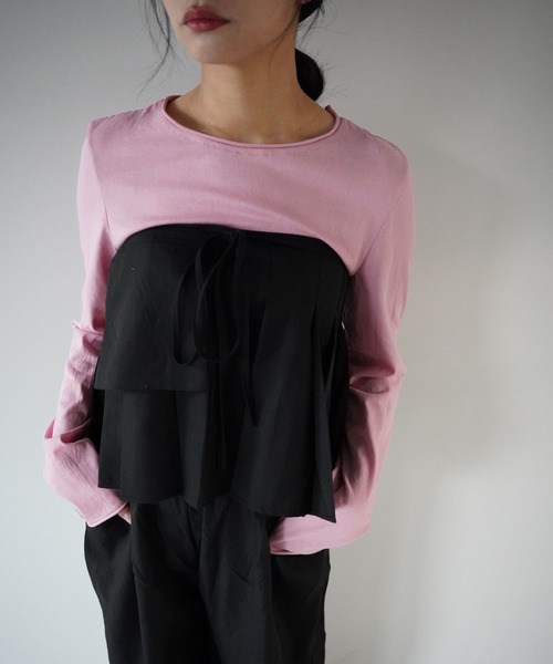 SANSeLF（サンセルフ）の「【SANSeLF】 マルチウェイ裾フリルエプロンレイヤードワイドパンツ saw25a068（その他パンツ・レディース・ブラック/ベージュ・FREE）」の9枚目の写真