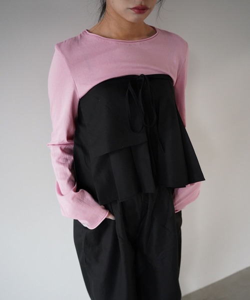 SANSeLF（サンセルフ）の「【SANSeLF】 マルチウェイ裾フリルエプロンレイヤードワイドパンツ saw25a068（その他パンツ・レディース・ブラック/ベージュ・FREE）」の11枚目の写真