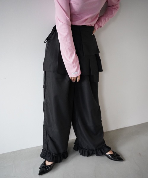 SANSeLF（サンセルフ）の「【SANSeLF】 マルチウェイ裾フリルエプロンレイヤードワイドパンツ saw25a068（その他パンツ・レディース・ブラック/ベージュ・FREE）」の14枚目の写真