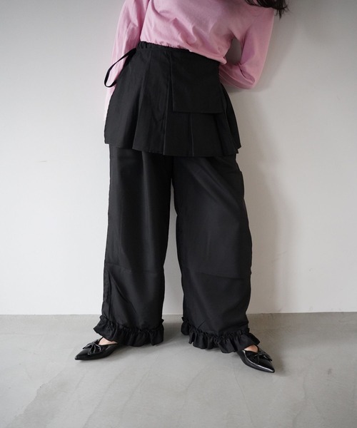 SANSeLF（サンセルフ）の「【SANSeLF】 マルチウェイ裾フリルエプロンレイヤードワイドパンツ saw25a068（その他パンツ・レディース・ブラック/ベージュ・FREE）」の15枚目の写真