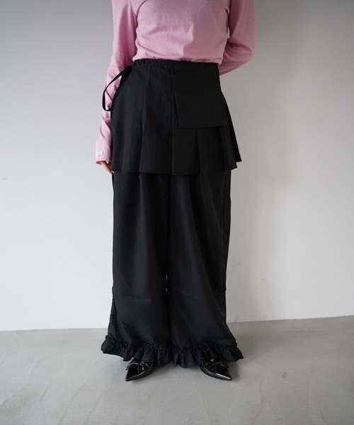 SANSeLF（サンセルフ）の「【SANSeLF】 マルチウェイ裾フリルエプロンレイヤードワイドパンツ saw25a068（その他パンツ・レディース・ブラック/ベージュ・FREE）」の17枚目の写真