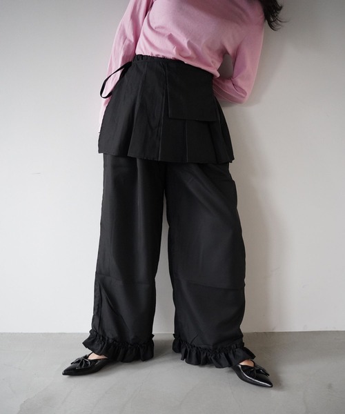 SANSeLF（サンセルフ）の「【SANSeLF】 マルチウェイ裾フリルエプロンレイヤードワイドパンツ saw25a068（その他パンツ・レディース・ブラック/ベージュ・FREE）」の18枚目の写真