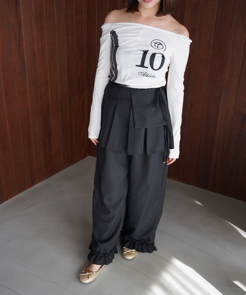 SANSeLF（サンセルフ）の「【SANSeLF】 マルチウェイ裾フリルエプロンレイヤードワイドパンツ saw25a068（その他パンツ・レディース・ブラック/ベージュ・FREE）」の22枚目の写真